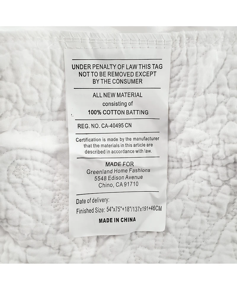 Greenland Home Fashions Paisley Quilted 18" Drop Bedskirt