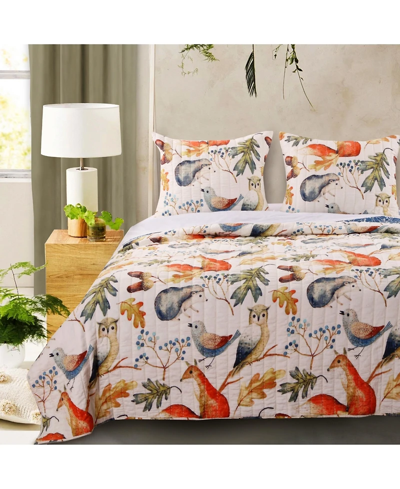 Greenland Home Fashions Willow 3-Pc. Quilt Set, Full/Queen
