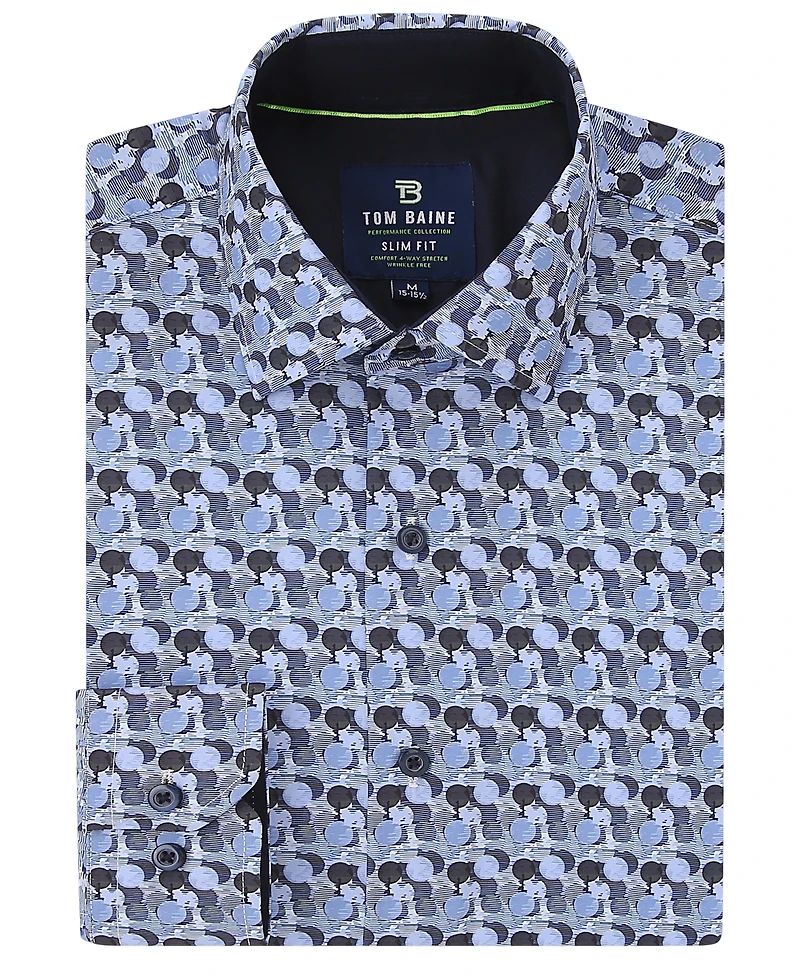Tom Baine Men's Slim Fit Performance Long Sleeve Button Down Dress Shirt