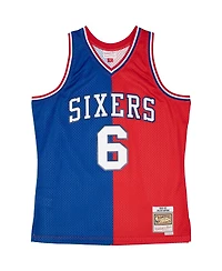 Men's Mitchell & Ness Julius Erving Royal, Red Philadelphia 76ers Hardwood Classics 1982-83 Split Swingman Jersey