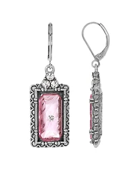 2028 Women's Pewter Silver-Tone and Crystal Stone Earrings