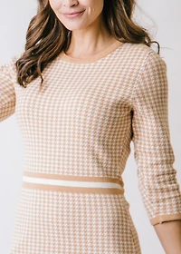 Hope & Henry Women's Organic Cotton 3/4 Sleeve Fit and Flare Sweater Dress