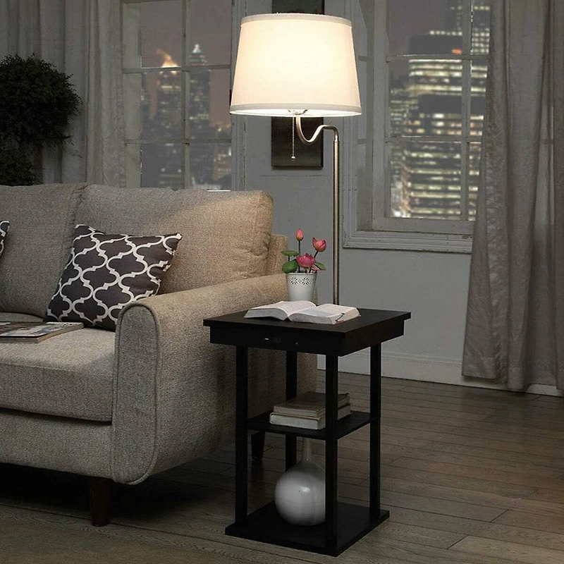 Brightech Madison 56" Led Table and Lamp Combo with Usb Port, Outlet, Wireless Charging Pad