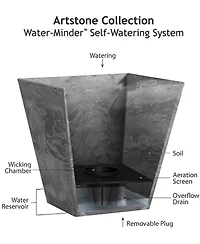 Novelty 35138 Artstone Ella Tall Square Planter Black -13.5 Inch