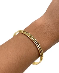 Adornia Women's 14K Gold-Tone Plated Hammered Bangle Set, 3 Pieces