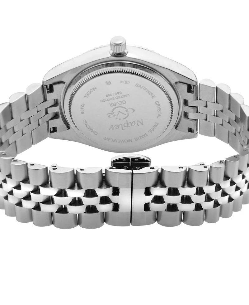 GV2 by Gevril Women's Naples Swiss Quartz Diamond Silver-Tone Stainless Steel Bracelet Watch 34mm