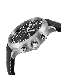 Gevril Men's Vaughn Swiss Automatic Black Italian Leather Strap Watch 44mm