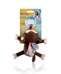 Nuby Baby Calming Natural Flex Snuggleez Pacifier with Plush Animal, Monkey