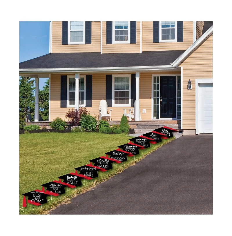 Red Grad - Best is Yet to Come - Lawn Decor - Graduation Party Yard Decor 10 Pc