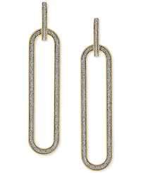 Glitter Paperclip Doorknocker Drop Earrings in 10k Gold, Created for Macy's