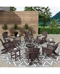 WestinTrends 12 Piece Set Outdoor Folding Adirondack Chairs with Ottoman Side Table