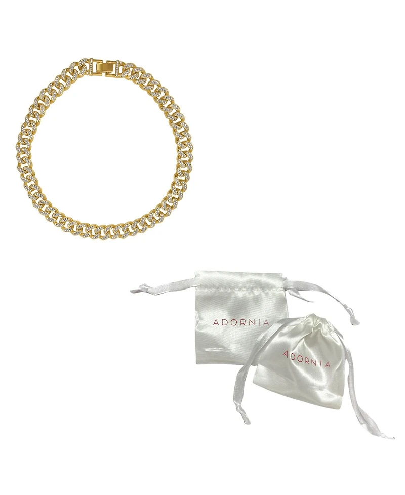 Adornia Women's Gold-Tone Plated Crystal Thick Cuban Curb Chain Necklace