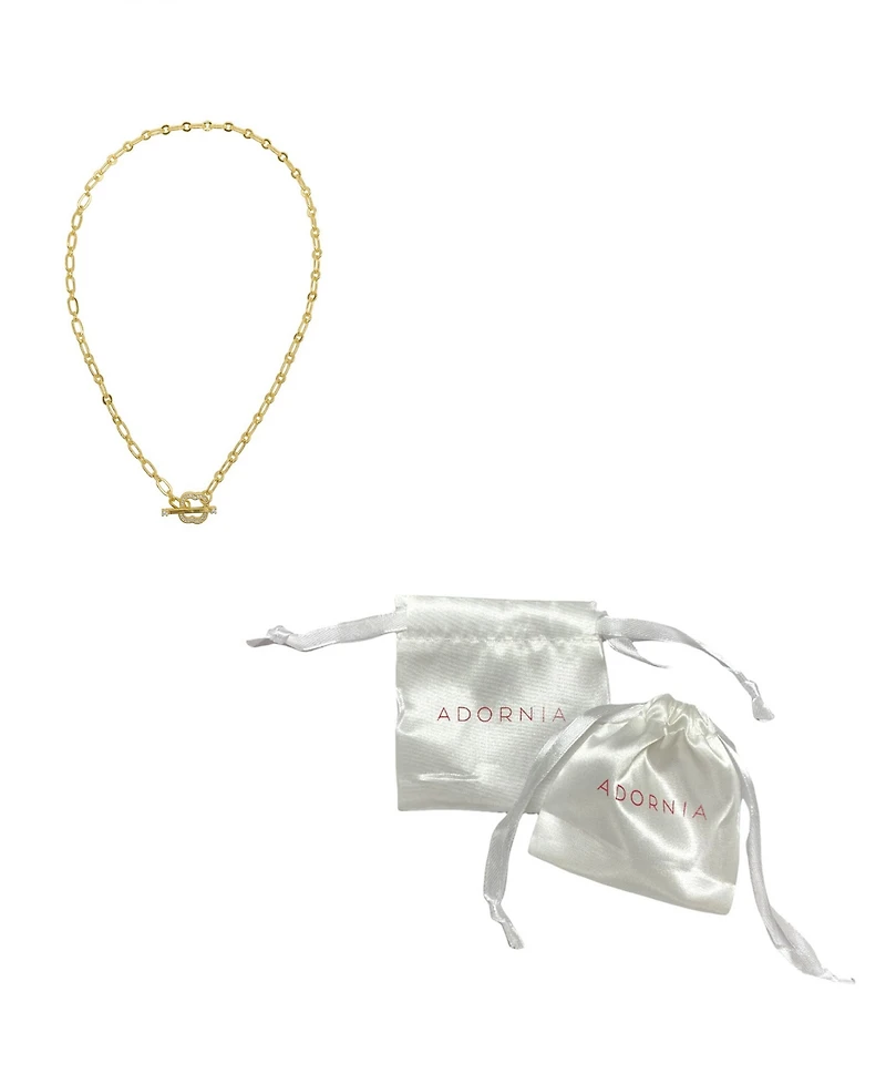 Adornia Plated Crystal Clover Toggle Necklace
