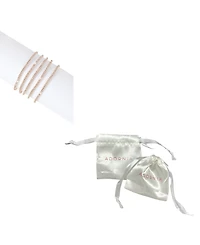Adornia Women's 14K Gold-Tone Plated Crystal Stretch Bracelet Set, 2 pieces