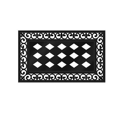 Evergreen Black Fleur Scroll Sassafras Floor Mat Indoor Outdoor Rubber Tray 18"x30" Fits Sassafras Inserts 10"x22" Black