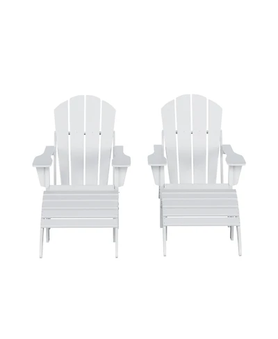 WestinTrends 4 Piece Set Classic Folding Adirondack Chair With Footrest Ottoman