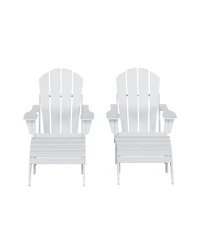 WestinTrends 4 Piece Set Classic Folding Adirondack Chair With Footrest Ottoman