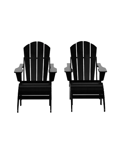 WestinTrends 4 Piece Set Classic Folding Adirondack Chair With Footrest Ottoman