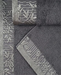 Superior Wisteria Floral Embroidered Jacquard Border Cotton 4 Piece Hand Towel Sets