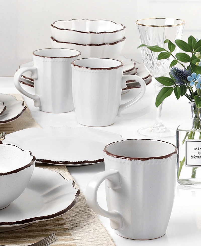 Lorren Home Trends Scalloped Edge 16 Piece Service for 4 Dinnerware Set