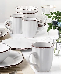 Lorren Home Trends Scalloped Edge 16 Piece Service for 4 Dinnerware Set