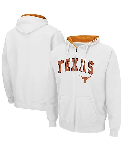 Men's Colosseum White Texas Longhorns Arch & Team Logo 3.0 Full-Zip Hoodie