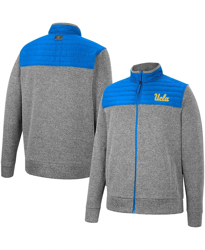Men's Colosseum Charcoal, Blue Ucla Bruins Putter Herringbone Full-Zip Jacket