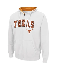 Men's Colosseum White Texas Longhorns Arch & Team Logo 3.0 Full-Zip Hoodie