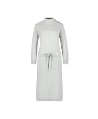 Hope & Henry Womens' Mock Neck Sweater Dress with Button Detail