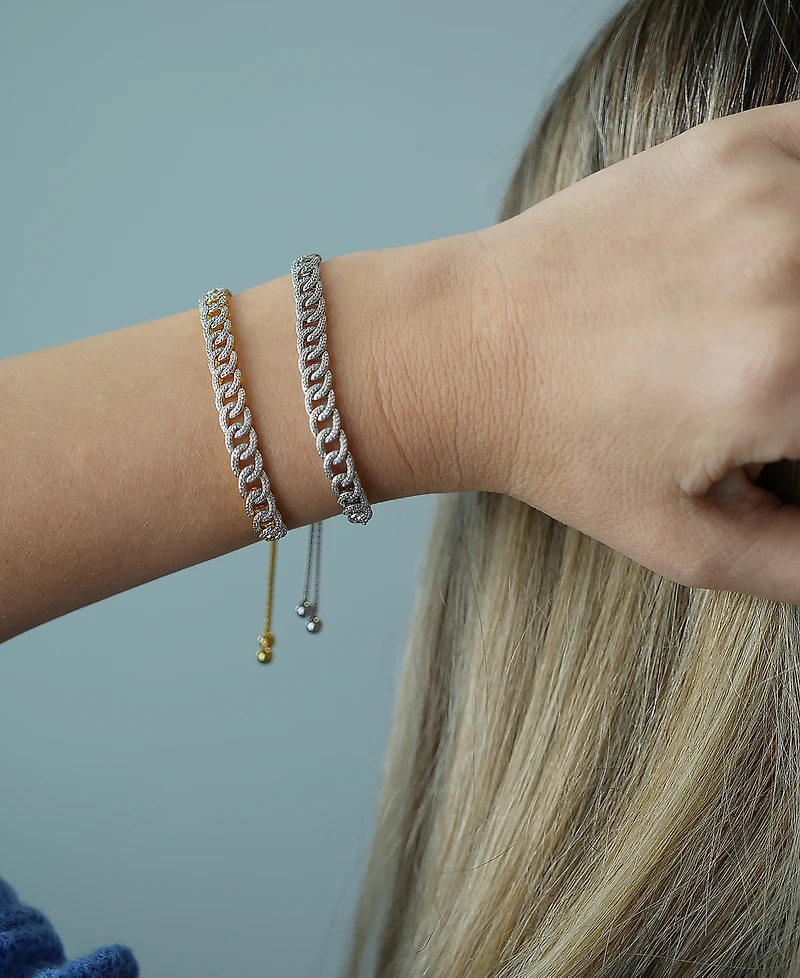 Wrapped Diamond Large Link Bolo Bracelet (1/2 ct. t.w.) Sterling Silver or 14k Gold-Plated Silver, Created for Macy's