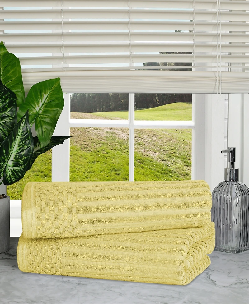 Superior Soho Checkered Border Cotton 2 Piece Bath Towel Set, 54" x 27"