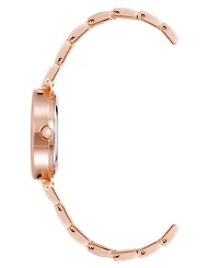 Anne Klein Women's Rose Gold-Tone Alloy Bracelet with Burgundy Enamel and Crystal Accents Fashion Watch 34mm Set 4 Pieces