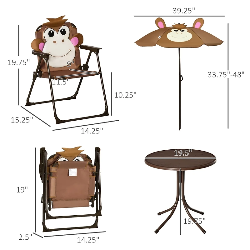 Outsunny Folding Kids Table and Chair Set for Garden, Backyard,