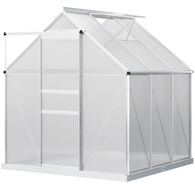 Outsunny 6'x6' Polycarbonate Walk-in Garden house w/ Sliding Door