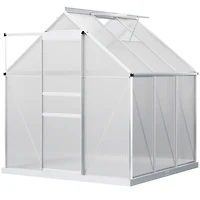 Outsunny 6'x6' Polycarbonate Walk-in Garden house w/ Sliding Door