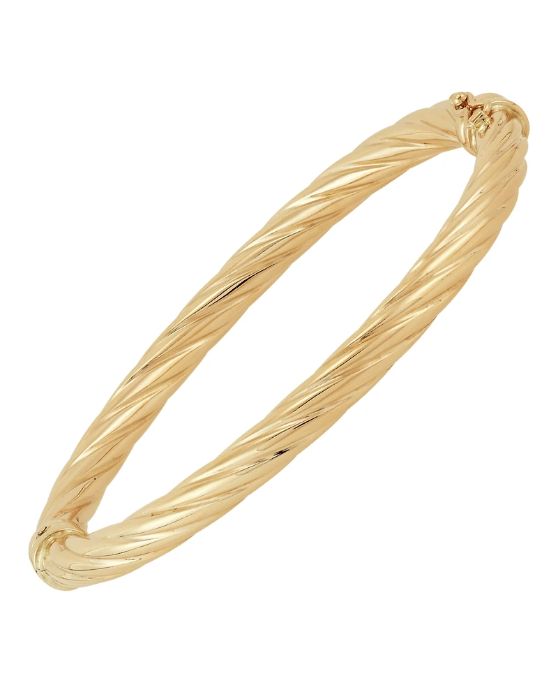 Italian Gold Twist Hinge Bangle Bracelet in 14k Gold or White Gold