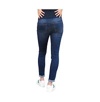 Indigo Poppy Cuffed Maternity Dark Wash Skinny Jean