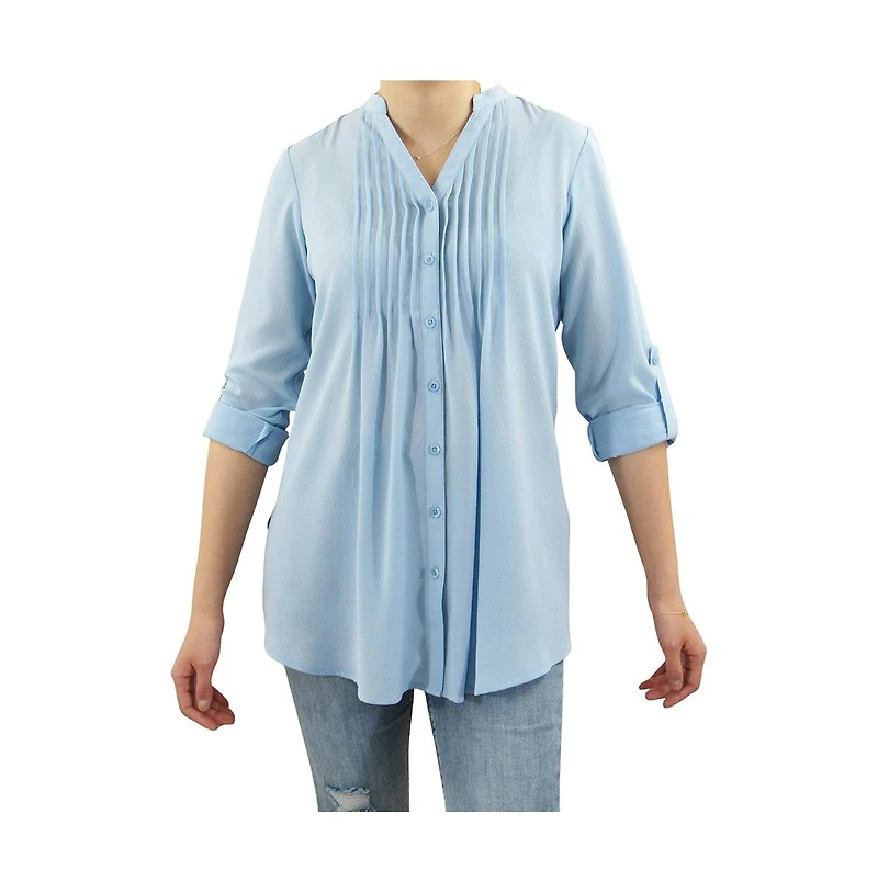 Indigo Poppy Maternity Pleated Convertible Sleeves Top