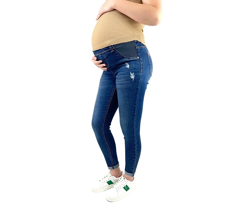 Indigo Poppy Maternity Distressed Skinny Jeans