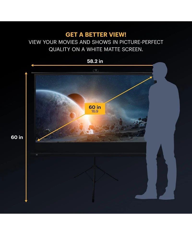 Kodak 60" Portable Projector Screen with Stand & Lightweight Carry Bag