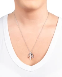 Macy's Rose Quartz Stone Charm Necklace in Fine Silver Plated Brass