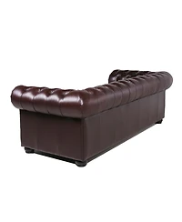 Alexandon Leather Chesterfield Tufted Sofa with Roll Arm