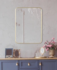 Rounded Rectangle Bathroom Framed Decorative Wall Mirror, 27.5" x 19.7"
