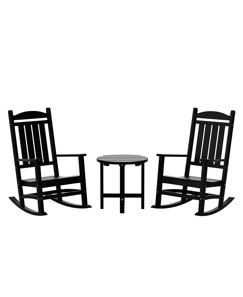 WestinTrends 3 Piece Outdoor Porch Rocking Chairs with Round Side Table Set