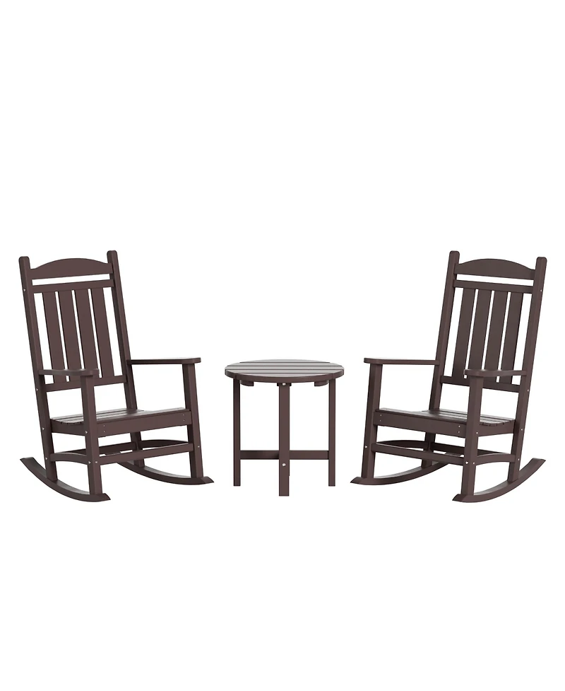 WestinTrends 3 Piece Outdoor Porch Rocking Chairs with Round Side Table Set