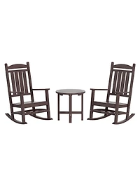 WestinTrends 3 Piece Outdoor Porch Rocking Chairs with Round Side Table Set