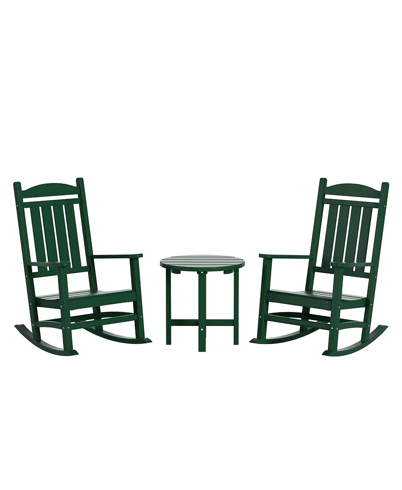 WestinTrends 3 Piece Outdoor Porch Rocking Chairs with Round Side Table Set