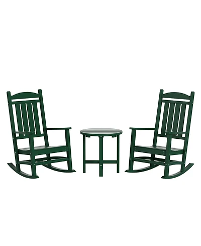 WestinTrends 3 Piece Outdoor Porch Rocking Chairs with Round Side Table Set