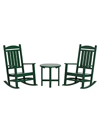 WestinTrends 3 Piece Outdoor Porch Rocking Chairs with Round Side Table Set