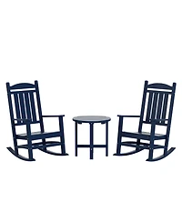 WestinTrends 3 Piece Outdoor Porch Rocking Chairs with Round Side Table Set